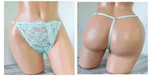 Victoria's Secret XLARGE *DREAM ANGELS* VERSTELLBARER TANGA MIT SPITZE *Wasserfall/Aqua* - Bild 1 von 6