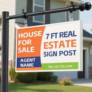 Real Estate Sign Posts 7FT Wind-Resistant Yard Sign Holder with Adjustable 32... - Picture 1 of 8