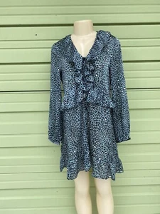 ZARA WOMAN Multicolor ANIMAL PRINT DRESS RUFFLED V-Neck  Size M #5996 - Picture 1 of 11