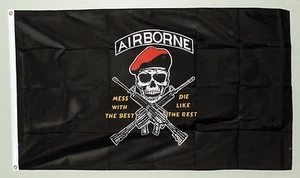 Army Airborne 3'x5' Polyester Flag/Banner-" Mess With the Best..." #76020 - Picture 1 of 2