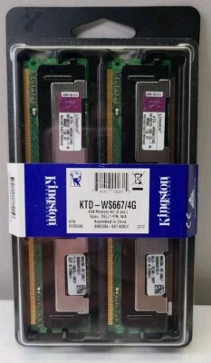 4GB Kingston Fully Buffered (2X2GB) KTD-WS667/4G) PC2-5300F 2Rx8 Server RAM - Image 1 of 4
