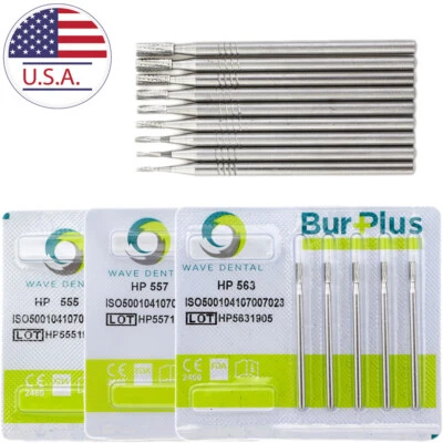 WAVE Dental Carbide Straight Burs HP Lab Bur 557 558 560 563 Surgical Cross Cut - Image 1 of 4