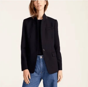 J. Crew schwarzer Wollflanell Regent Blazer Jacke Gr. 6 Einzelknopf B0323 - Bild 1 von 12