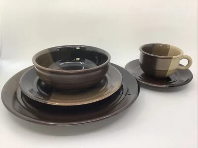 Vintage 20 piezas Juego de cena Mikasa Couture Proportions tricolor negro marrón beige Foto 1 de 4