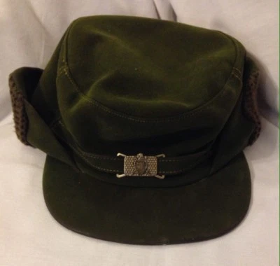 Vintage Army Green/Olive Hunting Kepi-Style Hat Cap With Eagle Crest Small - Image 1 of 4