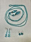 Vintage Heidi Daus Live Stream Blue AB Crystal Necklace & 2 Pairs Of Earrings