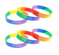 RAINBOW PRIDE WRISTBAND LGBT Gay Lesbian Bracelets Freedom March Parade Lot UK