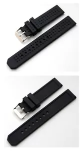 20 mm CAVADINI-SILIkON (RUBBER) SCHWARZ ROBUST UHREN-ARMBÄND SEHR GUTE QUALITÄT - Picture 1 of 1