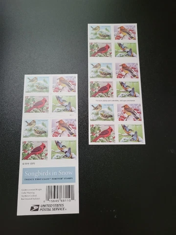 Songbirds in Snow Book of 20 Forever First Class 1 Booklet (20 Stamps) MNH Cover