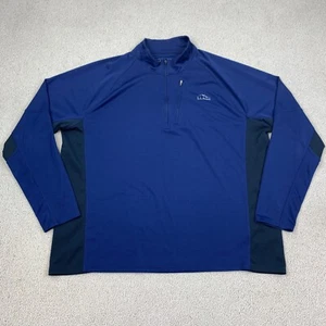 L.L. Bean 1/4 Zip Active Shirt Men's 2XL XXL Long Sleeve Blue Slightly Fitted - Picture 1 of 8