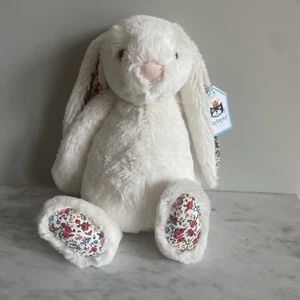 Jellycat “I am Medium Cream Blossom Bunny” Rare Soft White Rabbit Plush With Tag - Picture 1 of 7