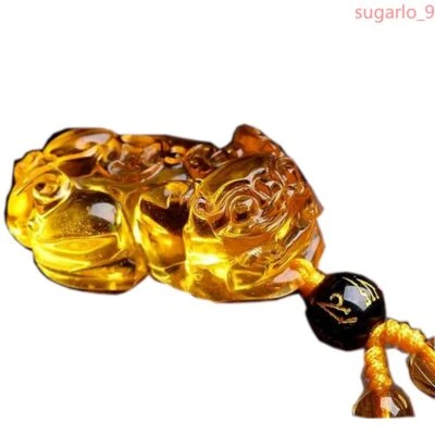 玉吊坠天然黄水晶小精灵吊坠带护身符项链 — 第 1/3 张图片