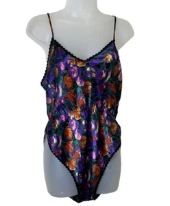 Myonne Damen Teddy Größe M Mehrfarbig Blumen Spitze Hochgeschnitten Seidig Strampler Y2K - Bild 1 von 10