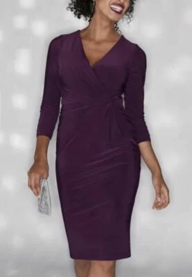 BRAVISSIMO Purple Twist Side Dress Midi Evening Smart Dress Ladies RRP 65 182 - Image 1 of 2