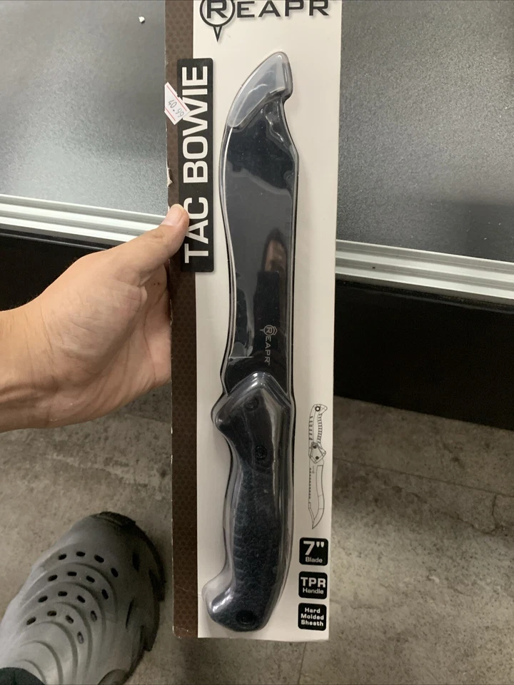 Nuevo Cuchillo Fijo Reapr Tac Bowie 7" Sawback 420 Hoja de Clip de Acero Negro Mango TPR Foto 1 de 1