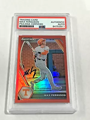Max Ferguson autograph signed 2021 Prizm baseball card PSA SLAB Tennessee Vols - Image 1 of 2