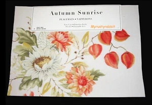 Autumn Sunrise Floral Vinyl Placemats - Set of 6 Easy Care - Benson Mills - Picture 1 of 5
