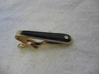 Inserto de plástico negro vintage con clip de corbata JOYA ~ 1,6" de ancho ~ Foto 1 de 4