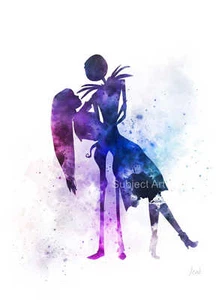 ART PRINT Jack and Sally Nightmare Before Christmas illustration, Wall Art Gift - Picture 1 of 2