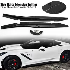 Side Skirts Extensions Rocker Panel Carbon ABS For 2014-2019 Chevy Corvette C7 - Picture 1 of 12