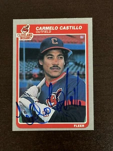 CARMELO CASTILLO SIGNED AUTO 1985 FLEER CARD # 444 CLEVELAND INDIANS - Picture 1 of 2