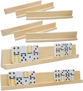 Domino Regale 8er Set, Mexikanische Zug Dominosteine Tabletts, Domino Halter aus Holz - Bild 1 von 12