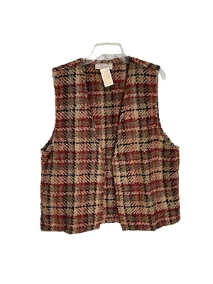 Colete xadrez unissex Boyne Valley Weavers Irlanda carvão vermelho Boucle NOVO médio - Imagem 1 de 4