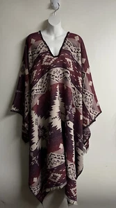 Garage Woman Western Poncho Wrap Sweater OneSize Fringe Knit Fall Cozy - Picture 1 of 6