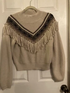 Z Supply North Fransen Pullover Gr. M Langarm Creme Intarsien Rautenmuster - Bild 1 von 4