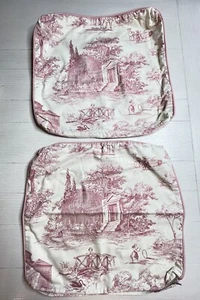 Juego De Colección De 2 Fundas De Almohada Estilo Victoriano Transferencia De Inodoro Rojo Y Blanco - Imagen 1 de 2