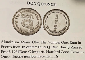 RON DON Q RUM Good for Drink Liquor Token SERRALLES Ficha Vale PONCE PUERTO RICO - Picture 1 of 9