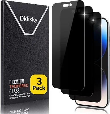 [3 Pack] Privacy Tempered Glass Screen Protector for iPhone 14 Pro Max 6.7'' - image 1 of 4