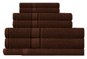 Brand New 7 Pieces Extra Large 100% Cotton Bath Sheet Set - Chocolate - Picture 1 of 1