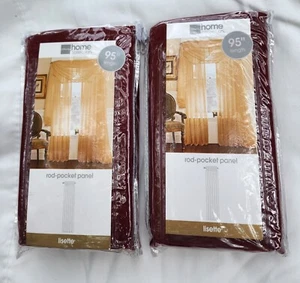 NEW JCPenny Rod Pocket Sheer Curtains Panel Pair Merlot Burgundy Wine 60" x 90" - Picture 1 of 3