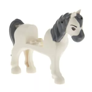 1x Lego Animal Horse Friends White Eyes Brown Mane Dark Gray 93083c01pb13 - Picture 1 of 1