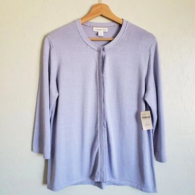Cárdigan Coldwater Creek Seda Algodón Borde Botones Lavanda Púrpura Talla XL NUEVO Foto 1 de 4