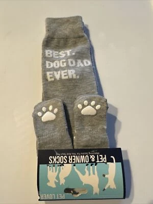 Calcetines a juego para mascotas y dueños Mejor perro papá gris adulto talla 10-13 Foto 1 de 3