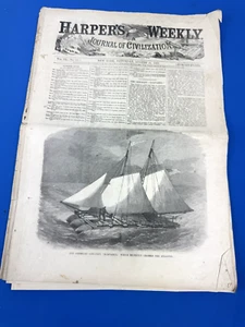 31 de agosto de 1867 Harper's Weekly ~ Balsa salvavidas americana sin pareja, puente de Nueva York-Brooklyn - Imagen 1 de 24
