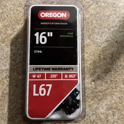Cadena de motosierra de repuesto Oregon L67 de 16 pulgadas con contragolpe bajo para Sthil Foto 1 de 4