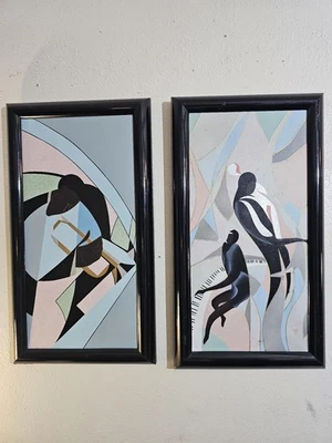 J. Kendall Signed & Framed Contemporary Paintings "Musicians" 15" × 27" Lot Of 2 - Image 1 of 4