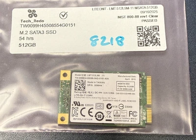 Lite-On LMT-512L9M 512GB mSATA SSD Solid State Drive 0099H4 - TESTED - Image 1 of 3