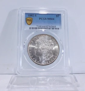 GOLD SHIELD / SEMI PL! 1882-S MORGAN Silver Dollar, PCGS MS-64! - Picture 1 of 4