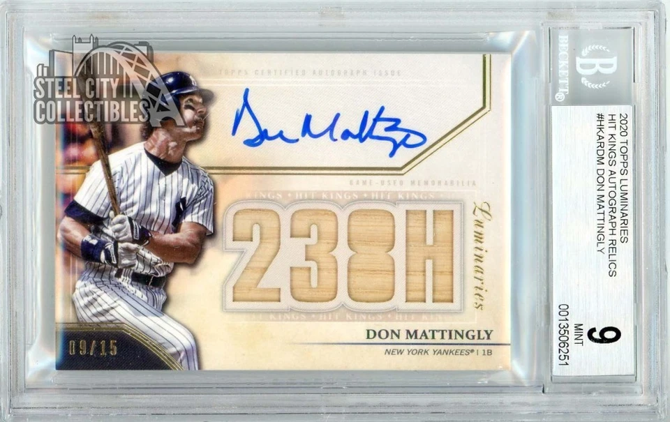 Don Mattingly 2020 Luminaries Hit Kings Bat Autograph Card #HKAR-DM 9/15 BGS 9 - Image 1 of 2