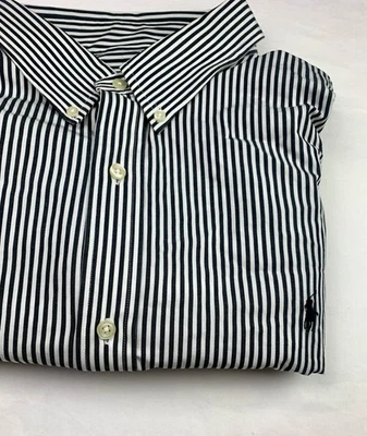 Camisa de vestir Polo Ralph Lauren calce clásico para hombre XXL 18,5 rayas negras algodón Foto 1 de 4
