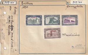 Eritrea 1930 Yv 162/65 Archeology in old stock file fixed with a hinge (GX) - Picture 1 of 1