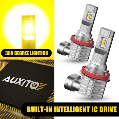 2X AUXITO H11 H16 H8 Fog LED Driving Light Golden Yellow Super Bulb Bright USA - Image 1 of 4