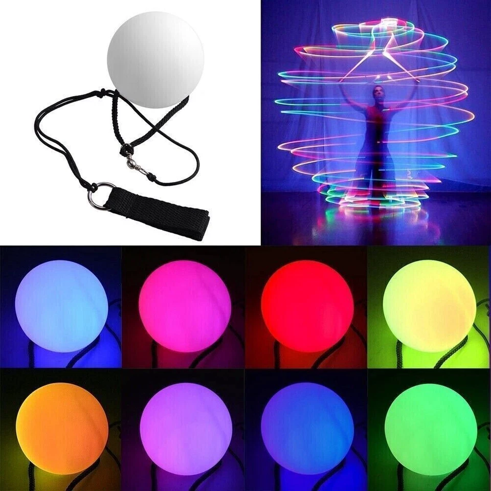 2Pcs Multicolor Glow POI LED Bälle Blinklicht Für Erwachsene Kinder Jonglieren - Bild 1 von 4
