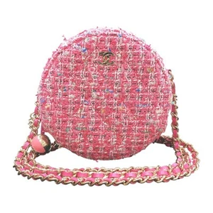 AUTH CHANEL MATELASSE ROUND CHAIN SHOULDER BAG AP0245 PINK TWEED WOMEN'S F/S - Picture 1 of 9
