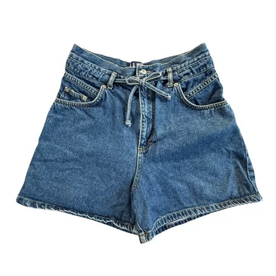 Pantalones cortos vaqueros vintage de los 90 L.A. azules con lazo en la cintura para mujer Foto 1 de 4