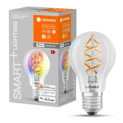 LED Smart+ Spiral Filament Birne A60 4,5W = 30W E27 RGBW 2700K Dimmbar App WiFi - Bild 1 von 4